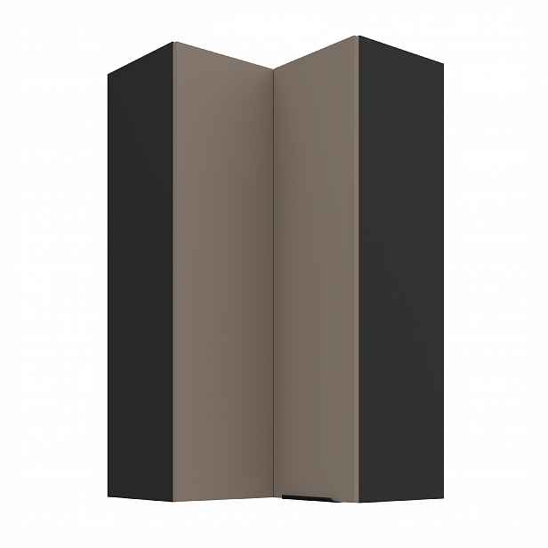 Horní rohová skříňka Aria 60x60 GN-108 2F (90°) Barva korpusu: Černá, Barva dvířek: TA - Sandgrau AFM