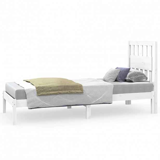 vidaXL Rám postele bílý masivní borovice 75 x 190 cm malé jednolůžko