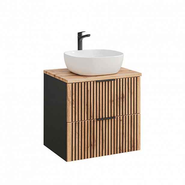Petits-meubles UMYVADLO 60.6cm Gaia Dubové dřevo a černá barva