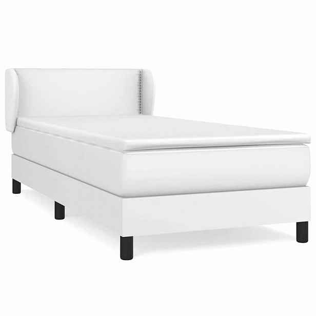 vidaXL Box spring postel s matrací bílá 100x200 cm umělá kůže