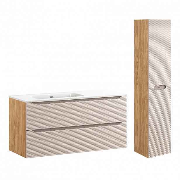 Petits-meubles KOUPELNOVÝ NÁBYTEK 120cm Elora 2er-Set Béžová a dřevo
