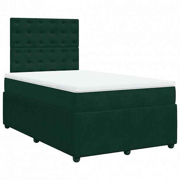 vidaXL Box spring postel s matrací tmavě zelená 120 x 200 cm samet