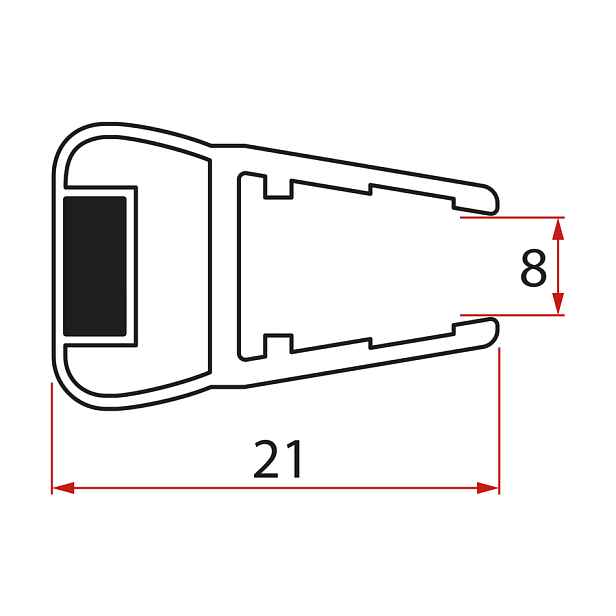 Gelco Magnetické těsnění ploché, sklo 8mm, 2000mm