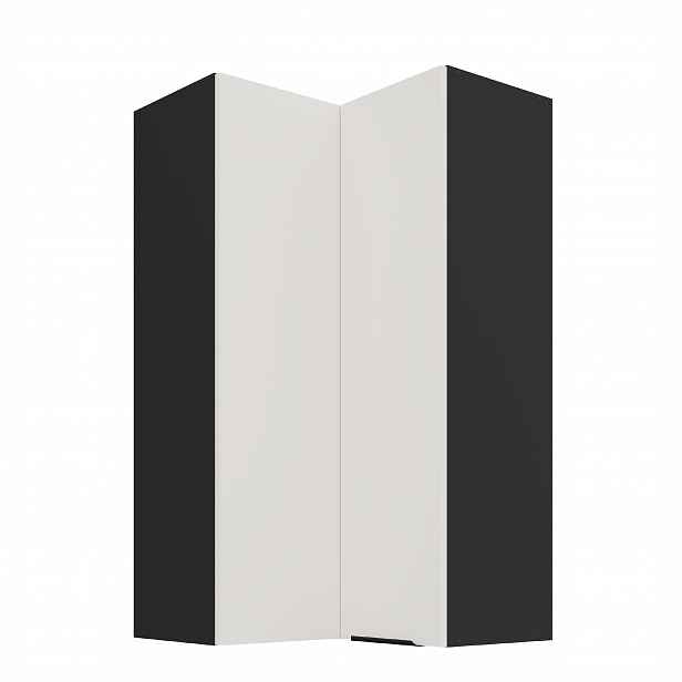 Horní rohová skříňka Aria 60x60 GN-108 2F (90°) Barva korpusu: Černá, Barva dvířek: WH - Crystal white AFM