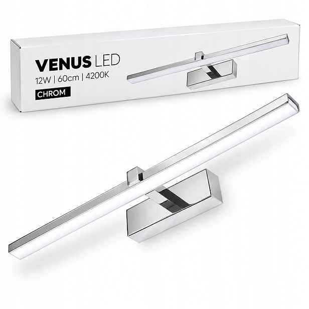 Nástěnné svítidlo Venus Led 12W 60 cm chrom nad zrcadlo 4200K IP44 840lm