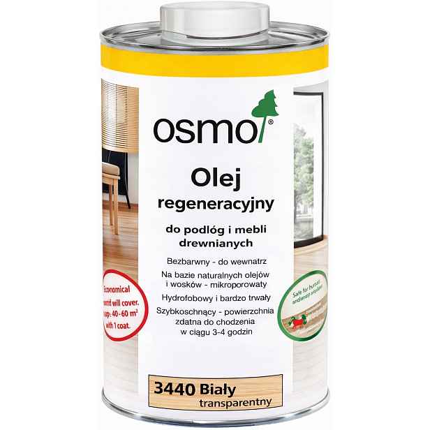 Osmo 3440 Bílý transparentní regenerační olej na voskované dřevo 1L