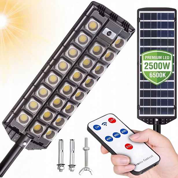 Solární Pouliční Lampa 598x Led 2500W S Držákem Lampa Na Zeď Ovladač
