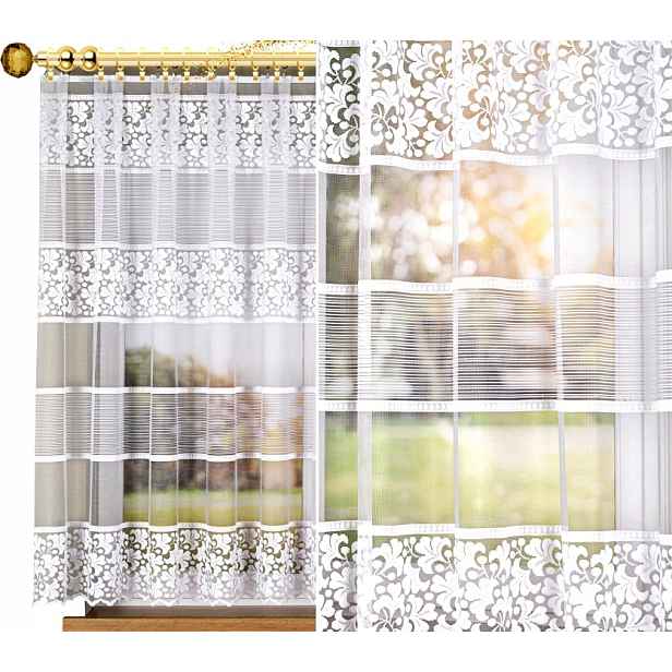 Střih 017563, vel 400x160cm, žakárová záclona , rovná (s lemem)
