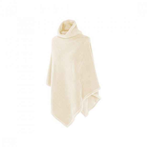 Unisex pončo, vyrobené z ženilky, 60x80cm, "Rocher", Ivory - Tiseco
