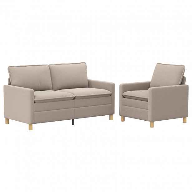 vidaXL Set pohovek 2 ks Světle šedá Textil
