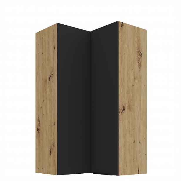 Horní rohová skříňka Aria 60x60 GN-108 2F (90°) Barva korpusu: Dub artisan, Barva dvířek: BL - Black AFM