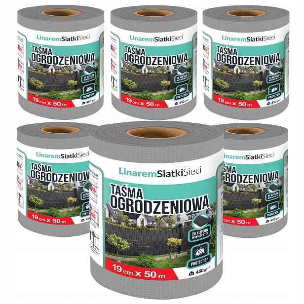 Stínící Panelové Pásy 19 cm x 50 m Uv Ochrana Na Ploty Šedá Uv Sada 6 Ks