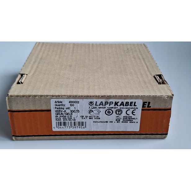Lapp H05V-K 1×0,75 mm² G/y instalační kabel 100 m, 300/500 V