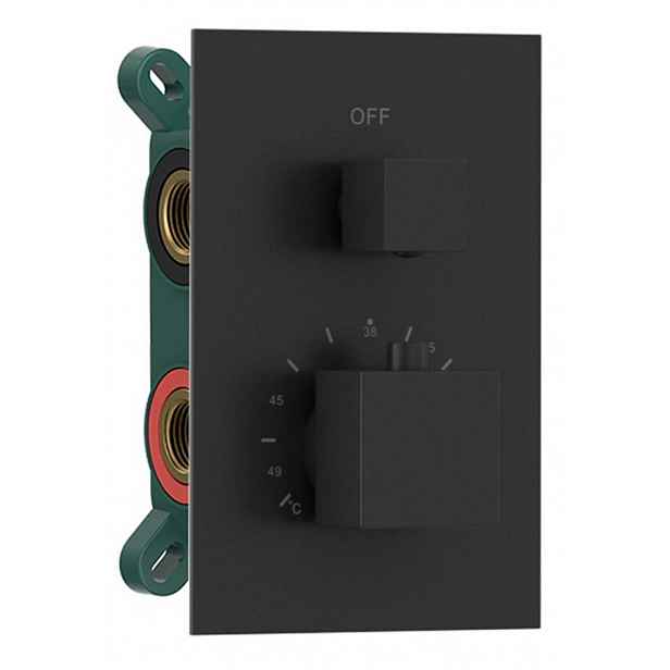Sapho - Termostatická baterie pod omítku, box, pro 2 spotřebiče, matná černá 1102-32B