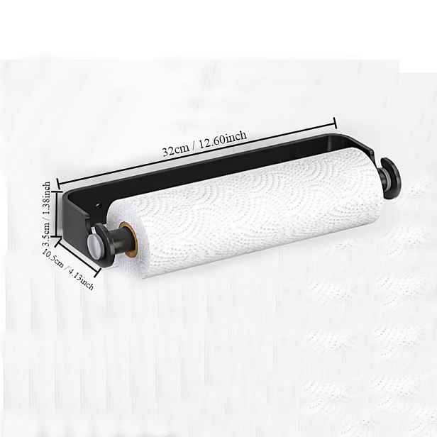 TEMU Držák na Kuchyňské Papírové Uteráky s Děrováním, Nástěnný Úložný Regál na Plastové Fólie, Držák na Papírové Role Absorbující Olej