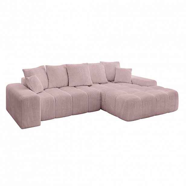 ALTDECOR ROHOVÁ SEDACÍ SOUPRAVA s otomanem vpravo ENSI-L – 267 × 164 × 69 cm, růžová