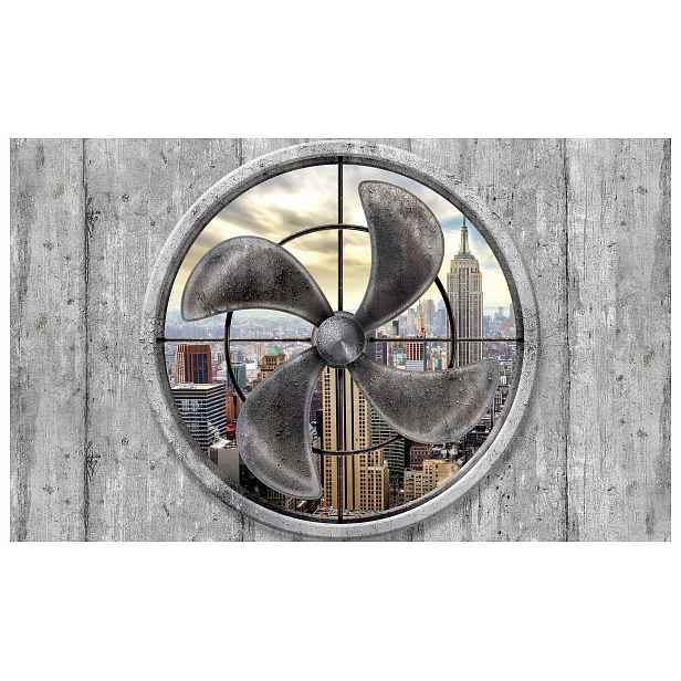 Fototapeta Loft Empire State šedé okno ventilátor 350x250 lepidlo