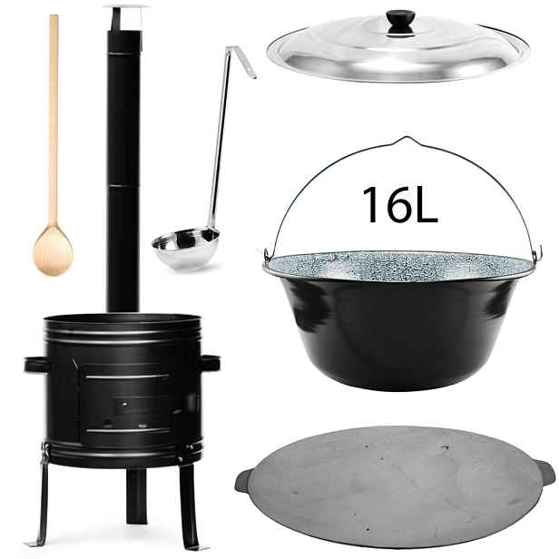 Perfect Home PL-Set-65 Kotlíková souprava 16L, 6ks – kotlina/kotlík/poklice/vařečka/naběračka/deska