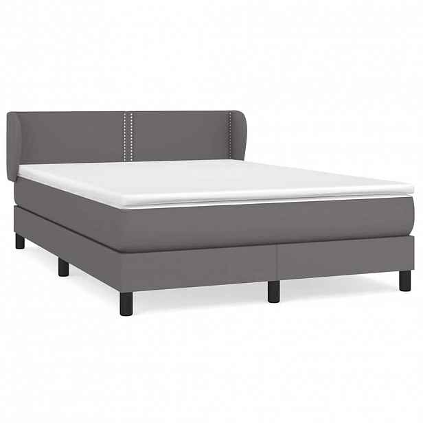 vidaXL Box spring postel s matrací šedá 140 x 190 cm umělá kůže