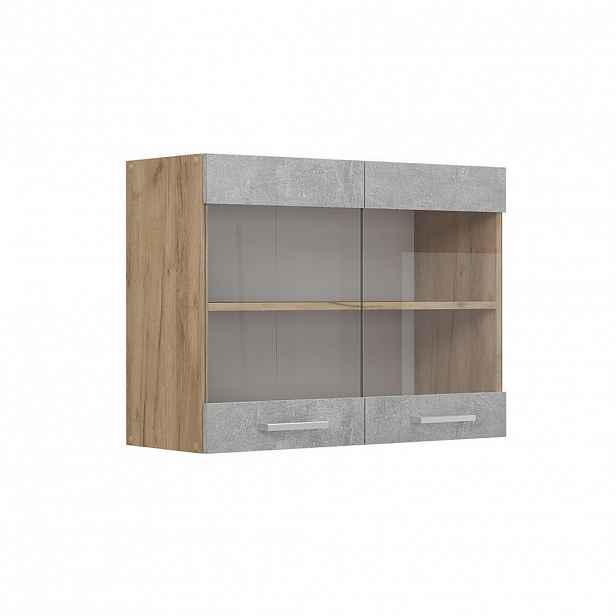 Vicco SKLENĚNÁ KUCHYŇSKÁ SKŘÍŇKA R-Line Beton 80 cm