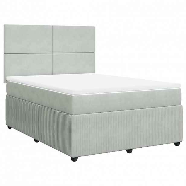 vidaXL Box spring postel s matrací světle šedá 140x190 cm samet