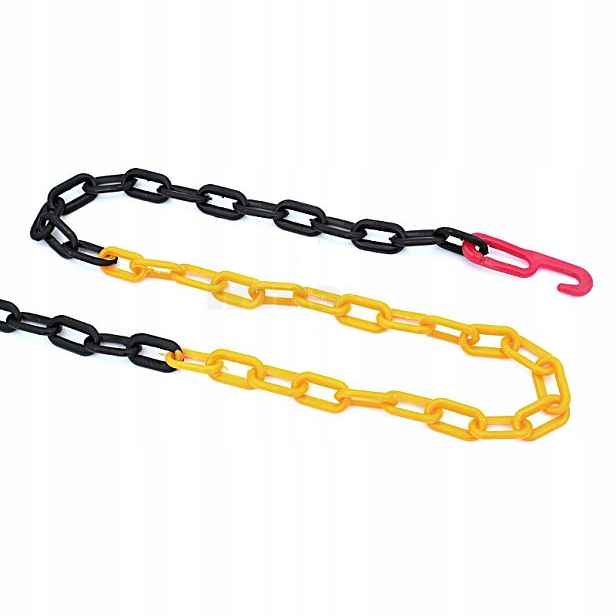 Řetěz plastový žluto-černý 8 mm x 25 m háčky LP1R