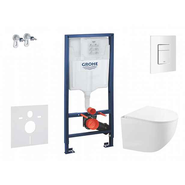 Grohe Rapid SL - Set předstěnové instalace, kompaktního klozetu Gaia sedátka softclose, tlačítko Skate Cosmopolitan, alpská bílá SANI11BA3103