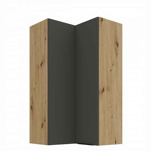 Horní rohová skříňka Aria 60x60 GN-108 2F (90°) Barva korpusu: Dub artisan, Barva dvířek: GR - Graphite AFM