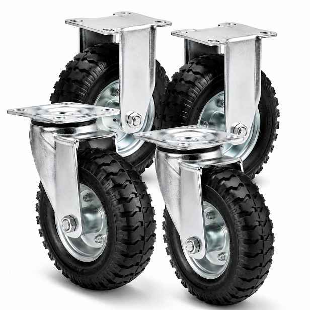 Sada 4 transportních kol 218 mm, nafukovací ocelová kuličková deska, pozinkovaná