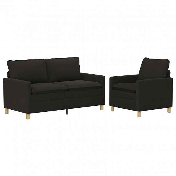 vidaXL Set pohovek 2 ks Černá Textil