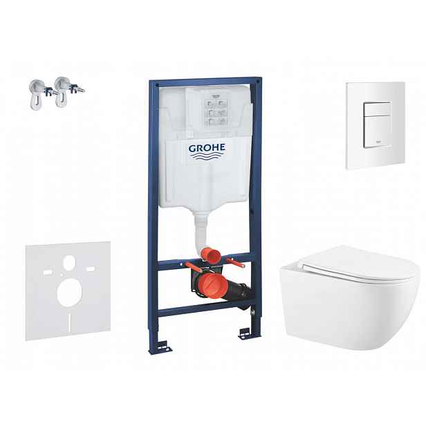 Grohe Rapid SL - Set předstěnové instalace, klozetu Gaia sedátka softclose, tlačítko Skate Cosmopolitan, alpská bílá SANI11BA3102