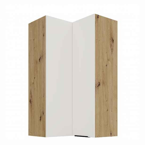 Horní rohová skříňka Aria 60x60 GN-108 2F (90°) Barva korpusu: Dub artisan, Barva dvířek: WH - Crystal white AFM