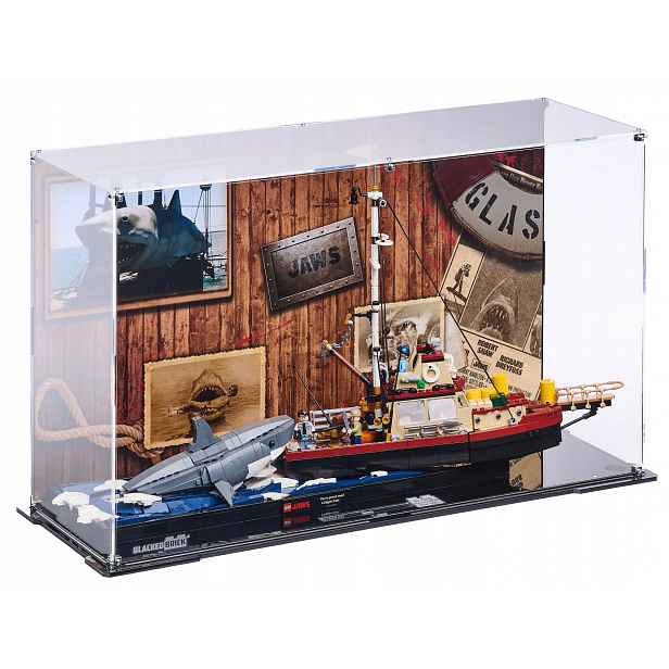 Vitrína s pozadím Blacked Brick pro Lego 21350 Ideas Čelisti