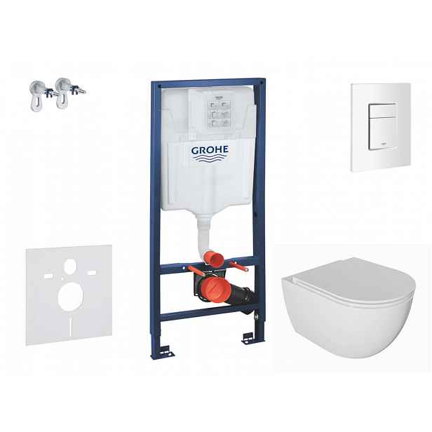 Grohe Rapid SL - Set předstěnové instalace, klozetu Oudee a sedátka softclose, tlačítko Skate Cosmopolitan, alpská bílá SANI11BA3101