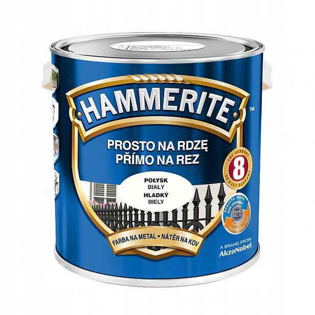 Hammerite Přímo Na Rzi, Bílý Lesk 2,5 L