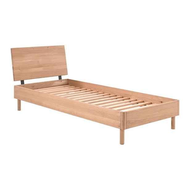 Jednolůžková postel z dubového dřeva s roštem 90x200 cm v přírodní barvě Forrest – Vipack
