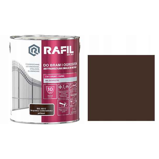 Rafil Pro Brány A Ploty RAL8017 Hnědý Čokoládový Polomat 3L Barva Kovová