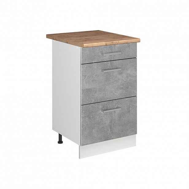 Vicco SPODNÍ SKŘÍŇKA KUCHYŇSKÉ LINKY R-Line, Beton/Bílá, 50 cm pracovná doska Dub Goldkraft