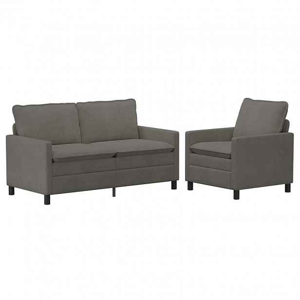 vidaXL Set pohovek 2 ks Světle šedá Textil