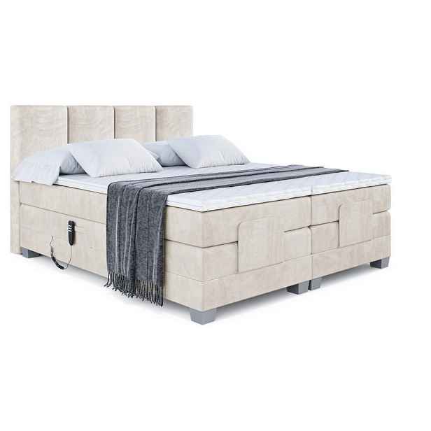ALTDECOR BOXSPRINGOVÁ POSTEL s matrací H3/H4 - ROKS EL - 200x200 cm Béžová