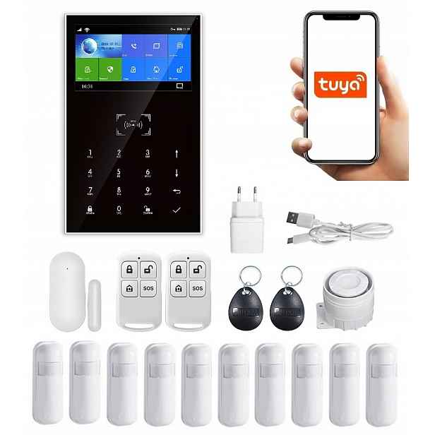 Bezdrátový LCD Alarm 4.3' Gsm WiFi Tuya Smart 10xPIR