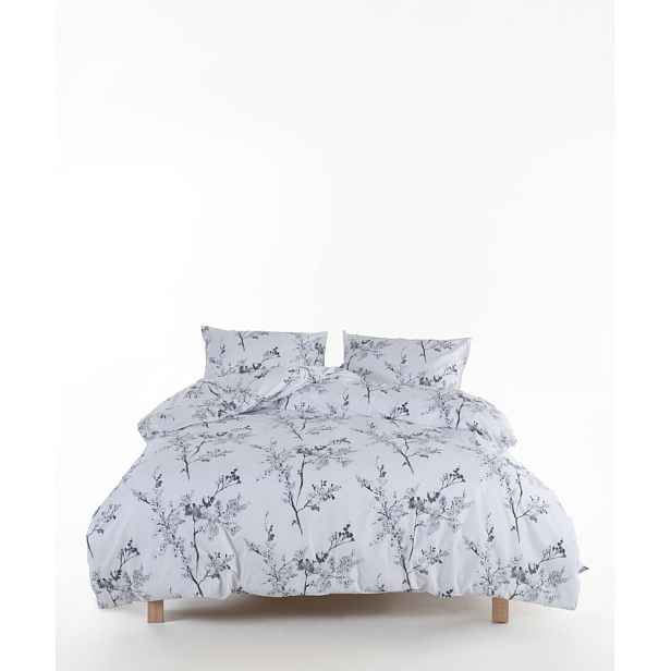 Bílé/šedé povlečení na dvoulůžko/prodloužené z bavlny Renforcé 240x220 cm White Floral – Mila Home Luxury