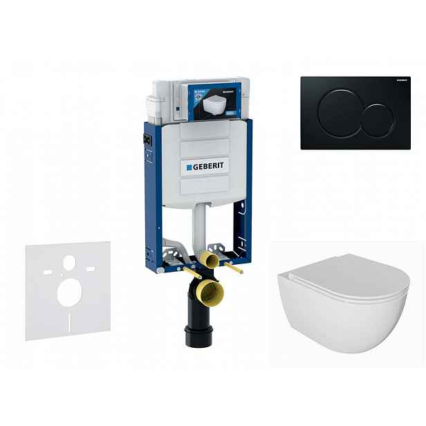 Geberit Kombifix - Set předstěnové instalace, klozetu Oudee a sedátka softclose, tlačítko Sigma01, černá SANI15CA5113