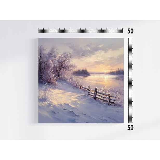 Obraz Na Plátně Canvas Krajina Pohled Slunce Zima Sníh Jezero Led 50x50