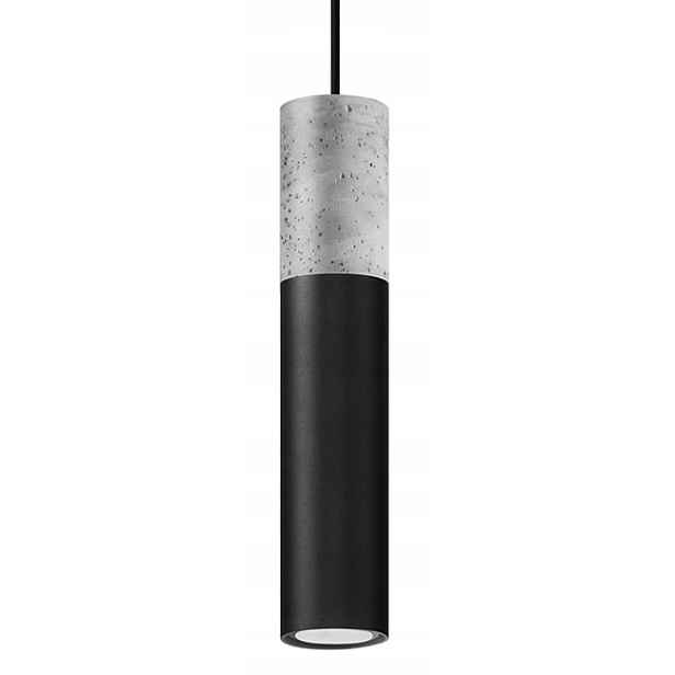 Sollux Závěsná lampa z betonu Borgio 1, černá, nastavitelná výška,