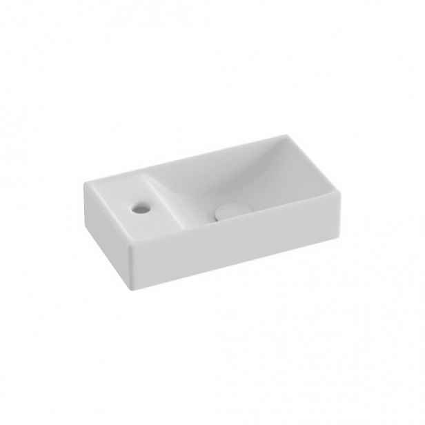 Umývátko Ravak Veda 40,8x22,2 cm bílá matná mat otvor pro baterii, bez přepadu XJXLE240000