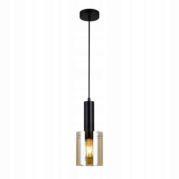 Závěsná bodová lampa černá zlatá, skleněné stínítko, moderní Italux