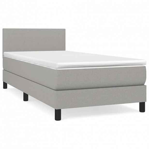 vidaXL Box spring postel s matrací světle šedá 80 x 200 cm textil