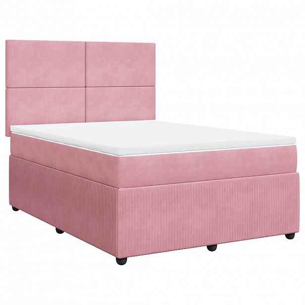 vidaXL Box spring postel s matrací růžová 140x190 cm samet