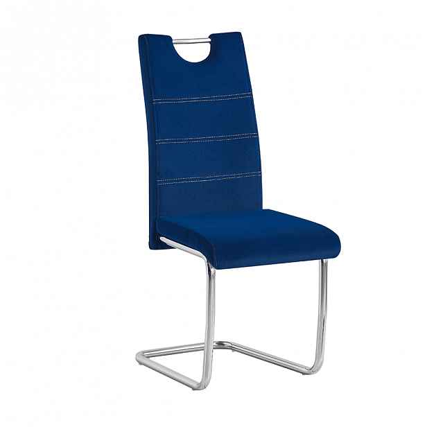 Jídelní židle ABIRA NEW samet / chrom Tempo Kondela Modrá